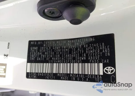 2025 Toyota Corolla Le from USA, damaged, VIN 5YFB4MDE6SP300385